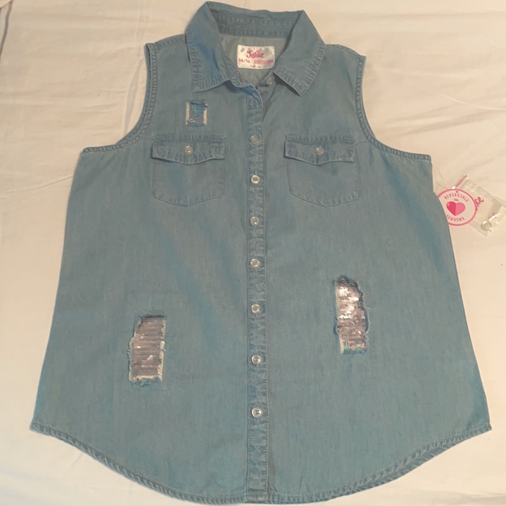 Justice Denim Style sleeveless shirt Sz 14/16 NWT